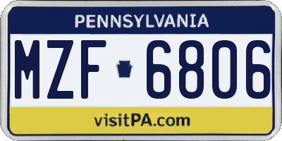 PA license plate MZF6806