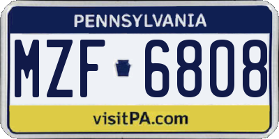 PA license plate MZF6808