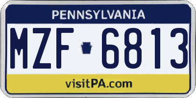 PA license plate MZF6813
