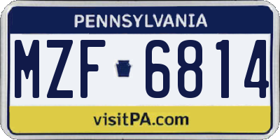 PA license plate MZF6814