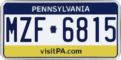 PA license plate MZF6815
