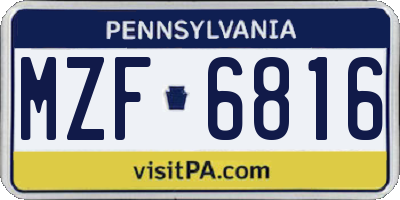 PA license plate MZF6816