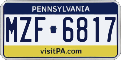 PA license plate MZF6817