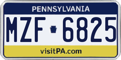 PA license plate MZF6825