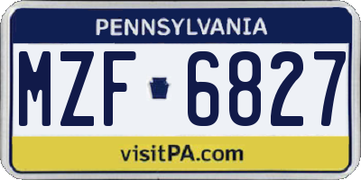 PA license plate MZF6827