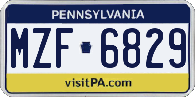 PA license plate MZF6829