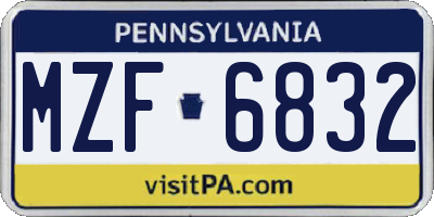 PA license plate MZF6832