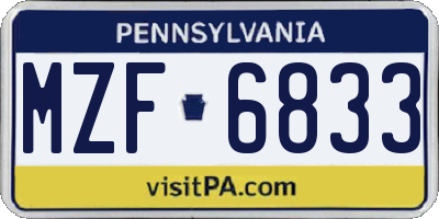 PA license plate MZF6833
