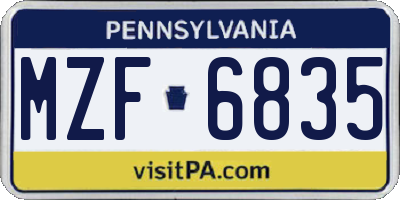 PA license plate MZF6835