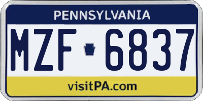 PA license plate MZF6837