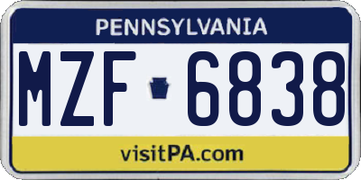 PA license plate MZF6838