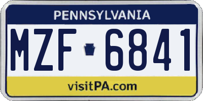 PA license plate MZF6841