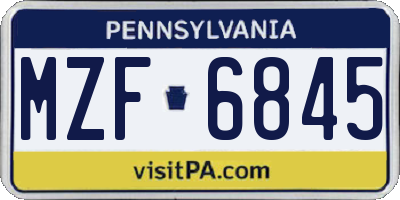 PA license plate MZF6845