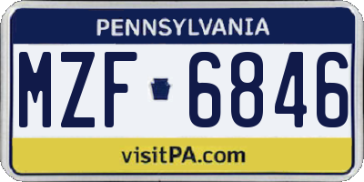 PA license plate MZF6846