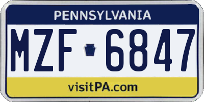 PA license plate MZF6847