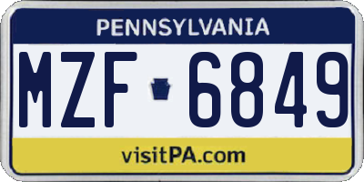 PA license plate MZF6849