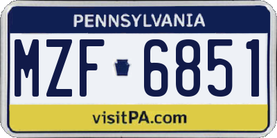 PA license plate MZF6851