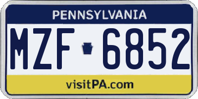 PA license plate MZF6852