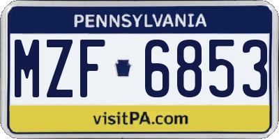 PA license plate MZF6853