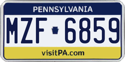 PA license plate MZF6859