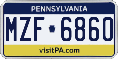 PA license plate MZF6860