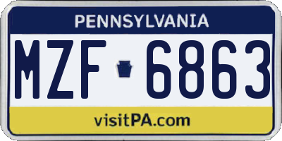 PA license plate MZF6863