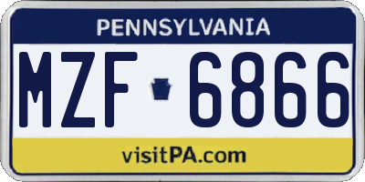PA license plate MZF6866