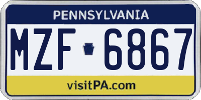 PA license plate MZF6867