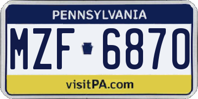 PA license plate MZF6870