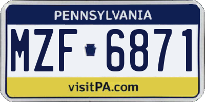 PA license plate MZF6871