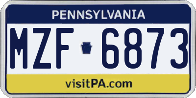 PA license plate MZF6873