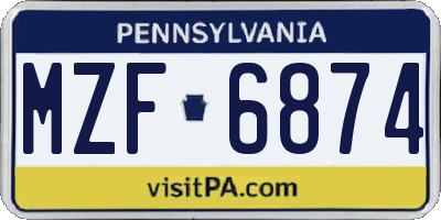 PA license plate MZF6874