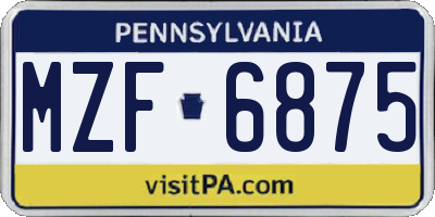 PA license plate MZF6875