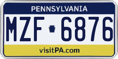PA license plate MZF6876
