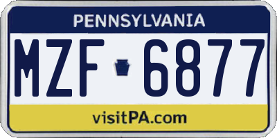 PA license plate MZF6877