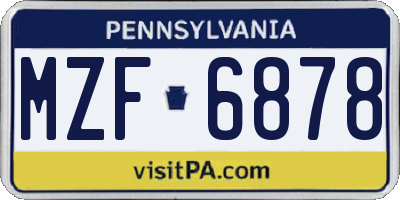 PA license plate MZF6878