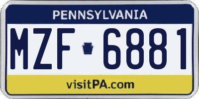 PA license plate MZF6881