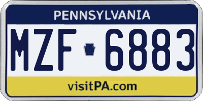 PA license plate MZF6883