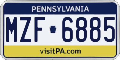 PA license plate MZF6885