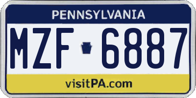 PA license plate MZF6887