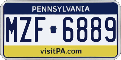 PA license plate MZF6889