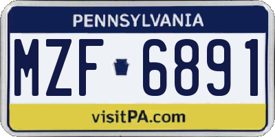 PA license plate MZF6891