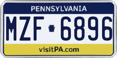 PA license plate MZF6896