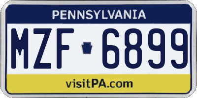 PA license plate MZF6899