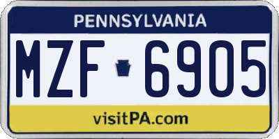 PA license plate MZF6905