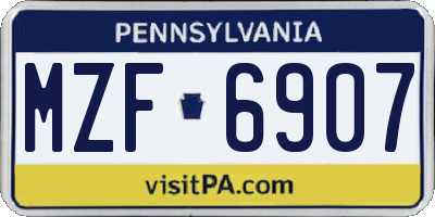 PA license plate MZF6907