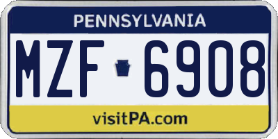 PA license plate MZF6908