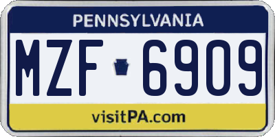 PA license plate MZF6909