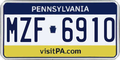 PA license plate MZF6910
