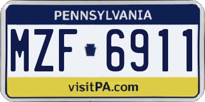 PA license plate MZF6911